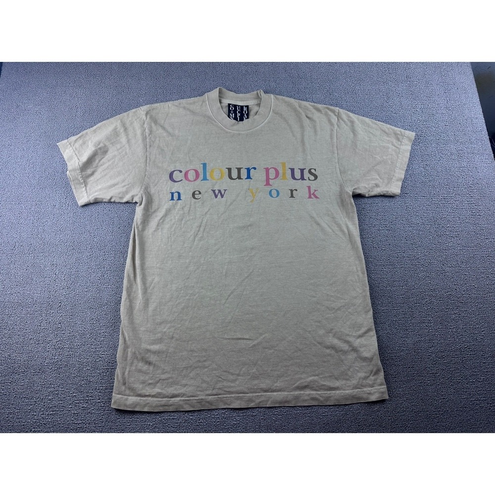 Colour Plus Companie T-Shirt Men M Beige New York USA Made Short Sleeve Skate